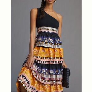 Anthropologie One-Shoulder Midi Dress